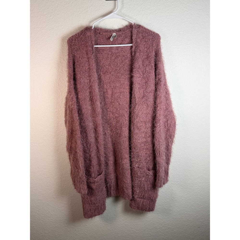 Mudd Cardigan Womens Pink Fuzzy Knit Open Front Y2K Soft Grunge Fairy